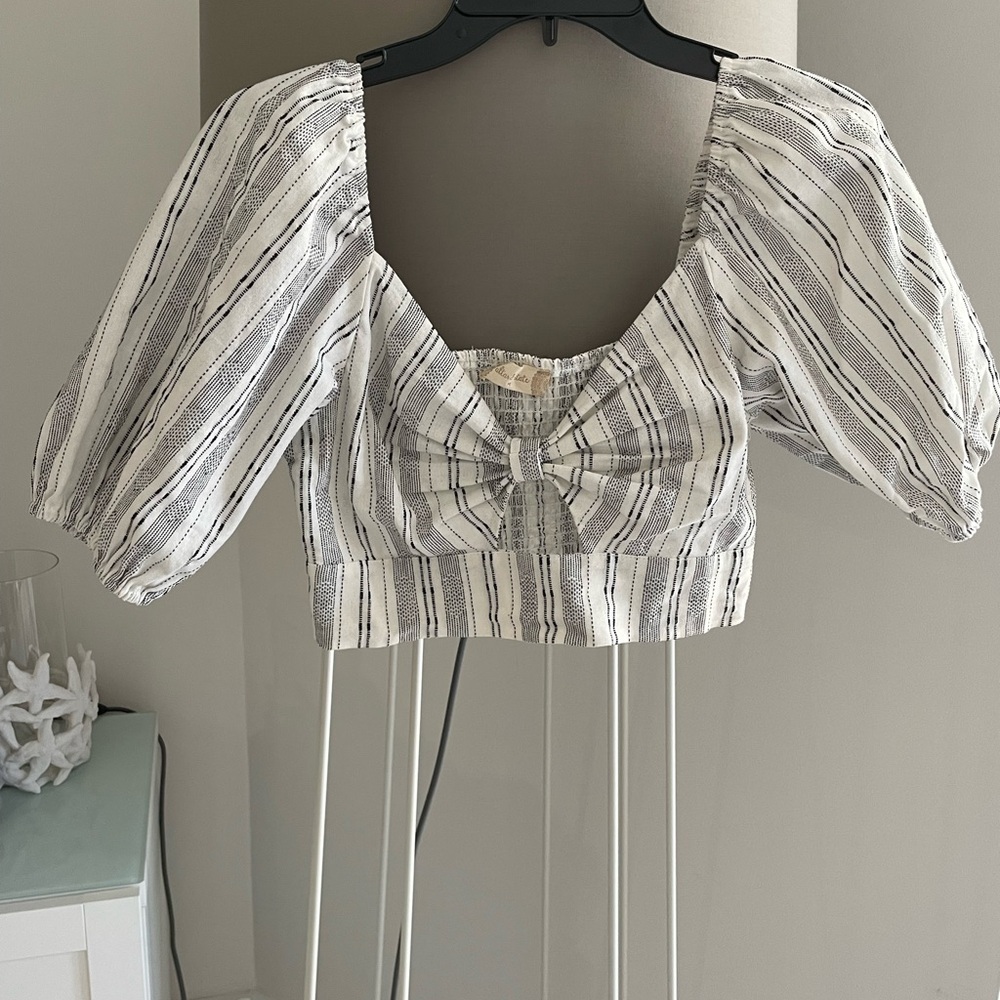 Altar'd State Black and White Striped Crop Top